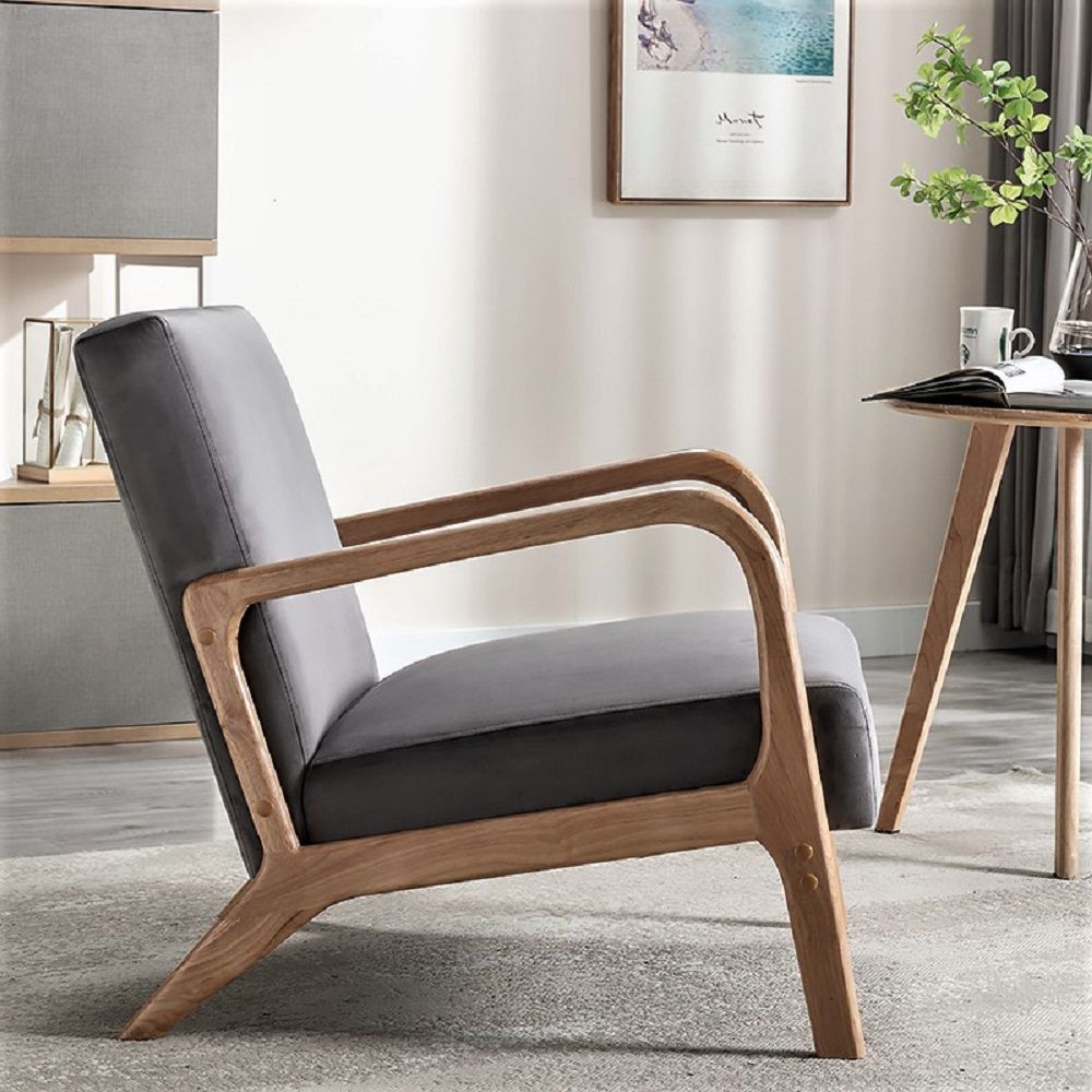 Classic Mid-Century Modern Accent Chairs, Open Framed Armchair With Cushioning- Unique Piece Furniture- {{Product type}}
