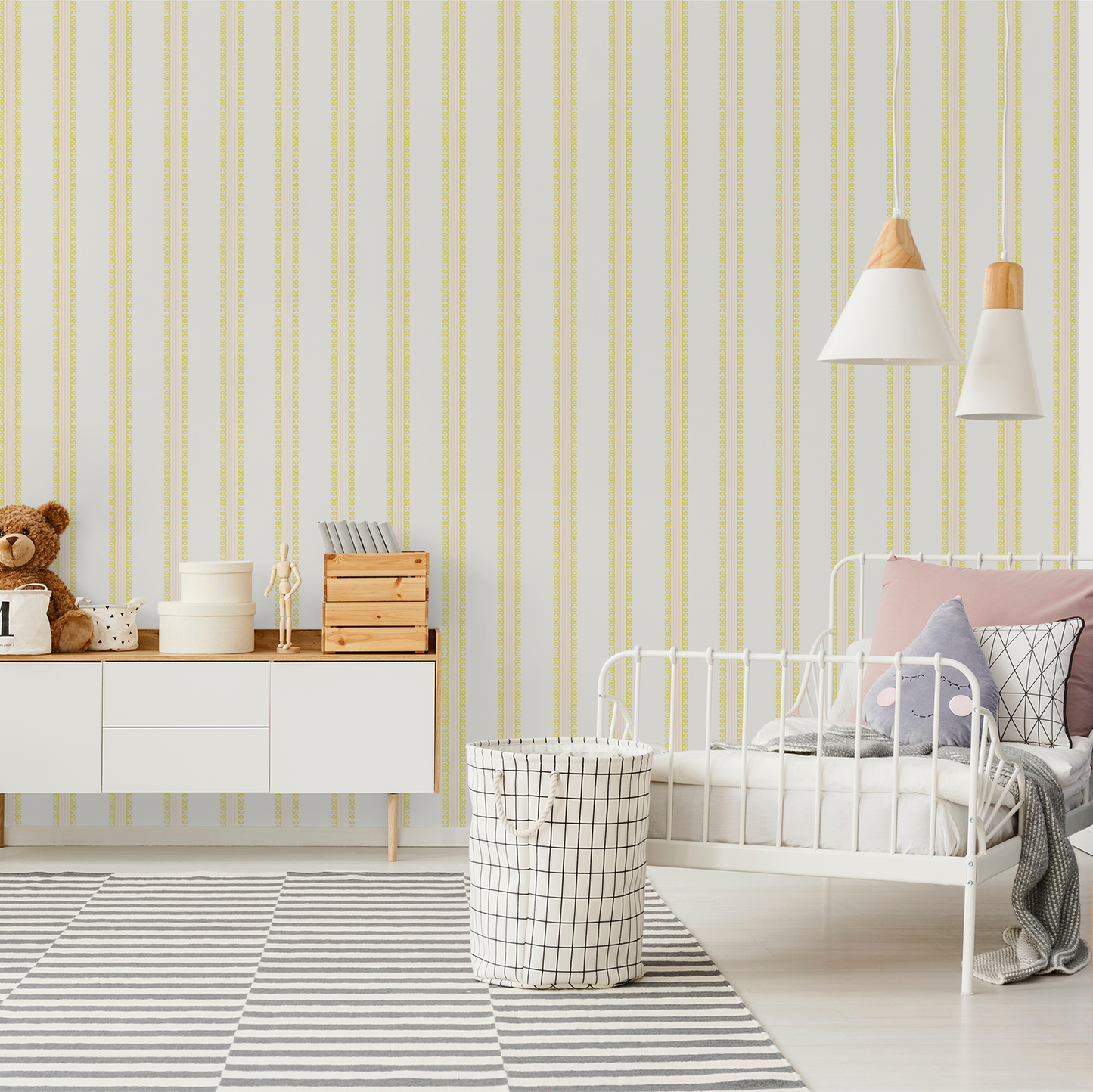 Veda (Yellow and Pink) Wallpaper- WALL BLUSH- {{Product type}}