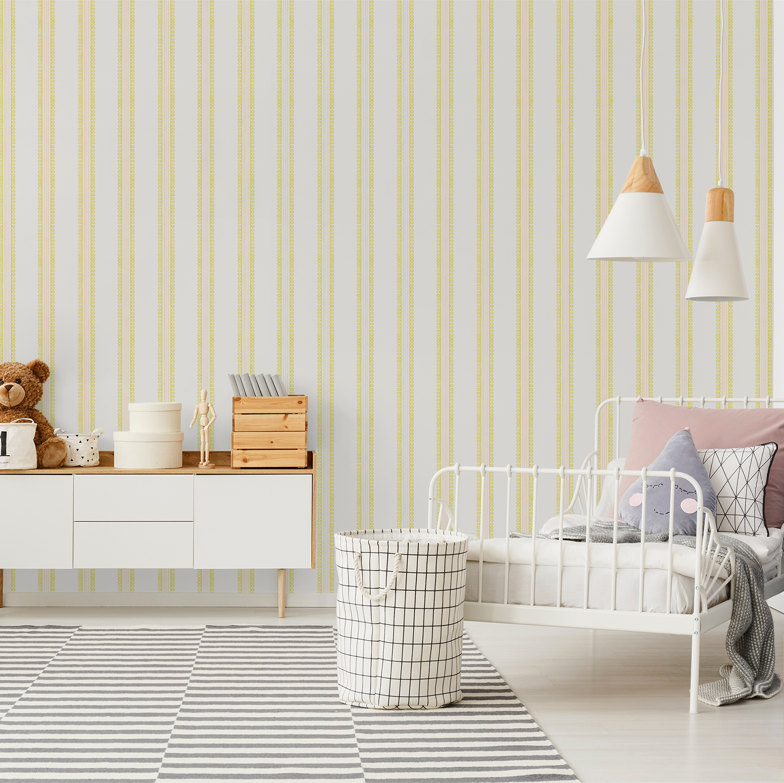 Veda (Yellow and Pink) Wallpaper- WALL BLUSH- {{Product type}}
