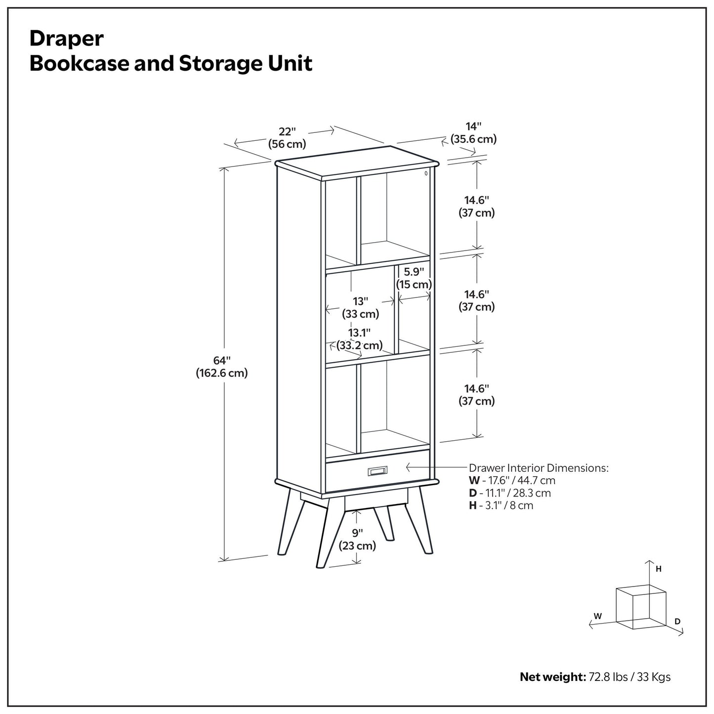 Draper - Mid Century Wide Bookcase And Storage Unit- Unique Piece Furniture- {{Product type}}