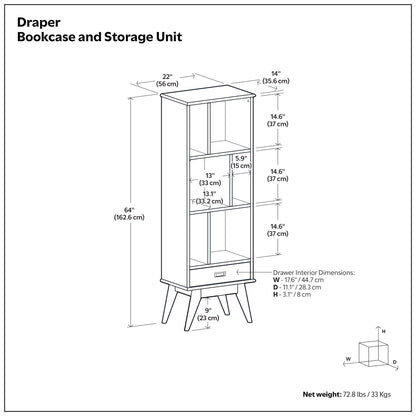 Draper - Mid Century Wide Bookcase And Storage Unit- Unique Piece Furniture- {{Product type}}