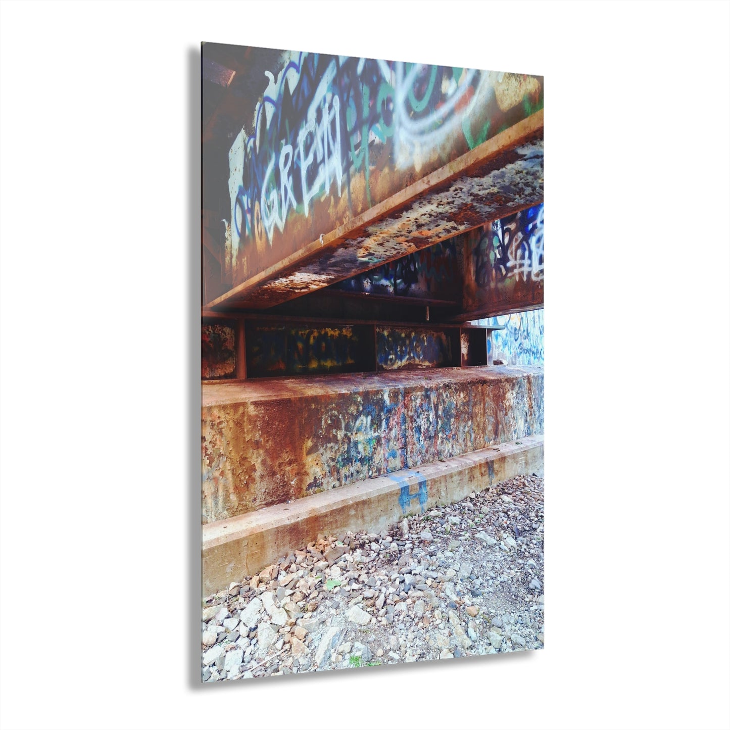 Acrylic Print — Urban Rust Graffiti Photograph French Cleat Hanging - - Home Decor