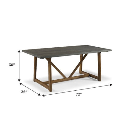 Rustic Solid Wood Grey Trestle Table - - table