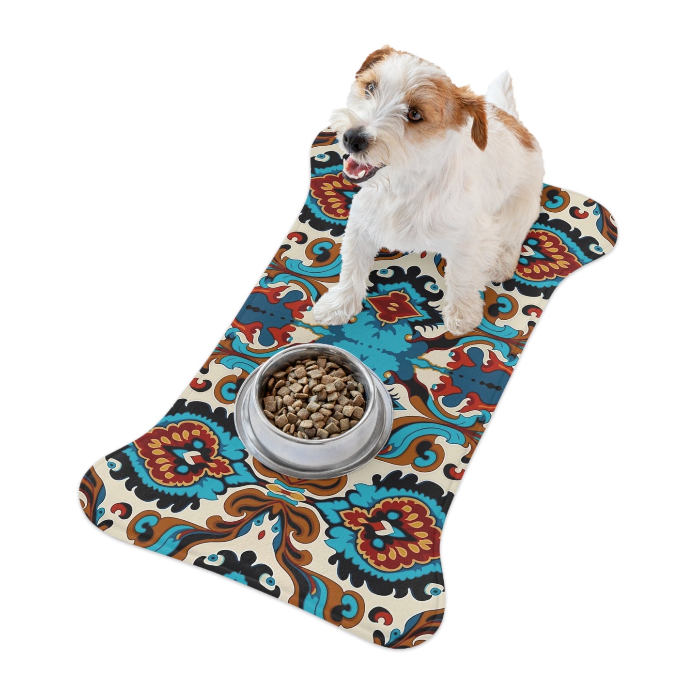 Blue Cream Abstract Pet Feeding Mats