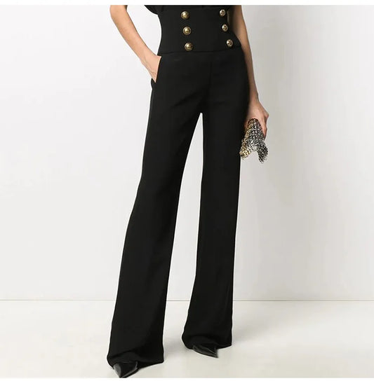 Comfortable Front Button Back Zipper Loose Pant