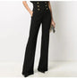 Comfortable Front Button Back Zipper Loose Pant