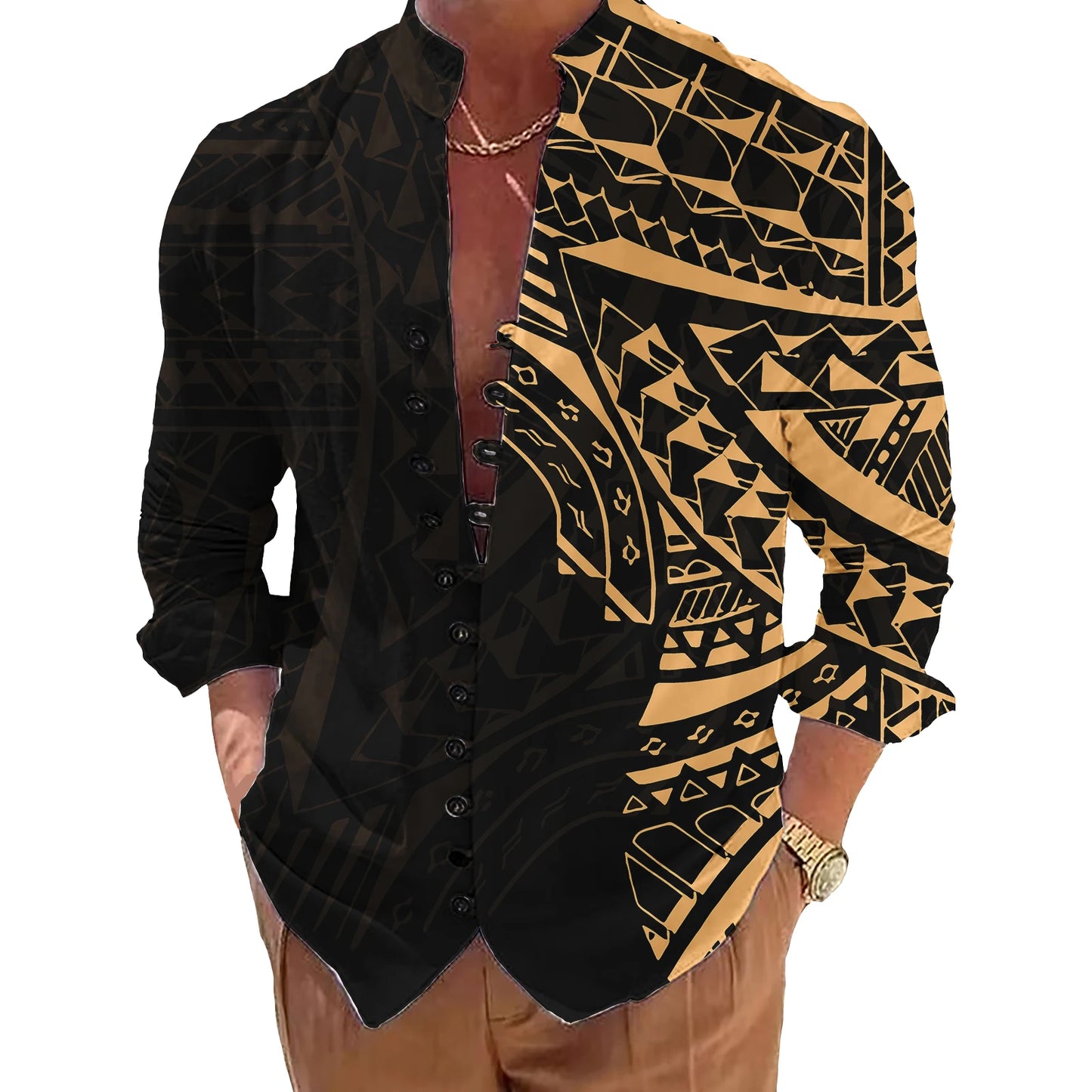 Polynesian Pattern Shirts for Men Oversized Shirts for Men Casual