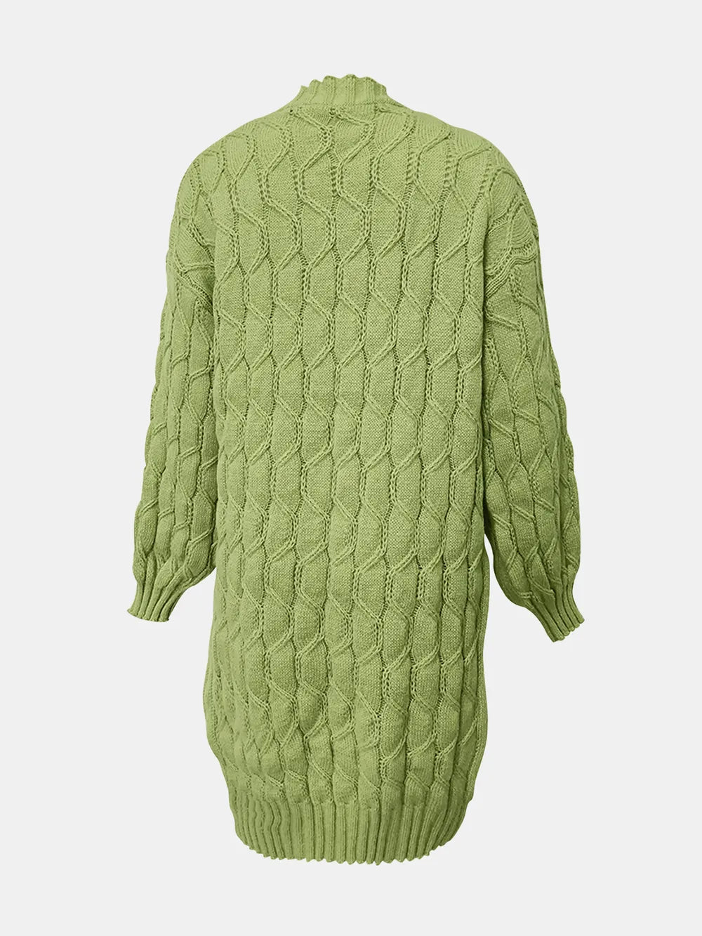 Open Front Long Sleeve Cardigan - -