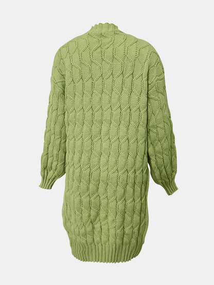 Open Front Long Sleeve Cardigan - -
