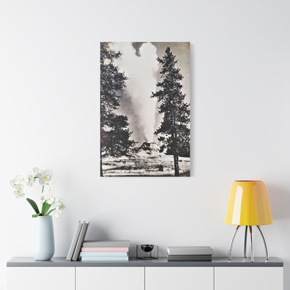 Castle Geyser Yellowstone Satin Canvas Stretched 24″ x 36″ (Vertical) 1.5"