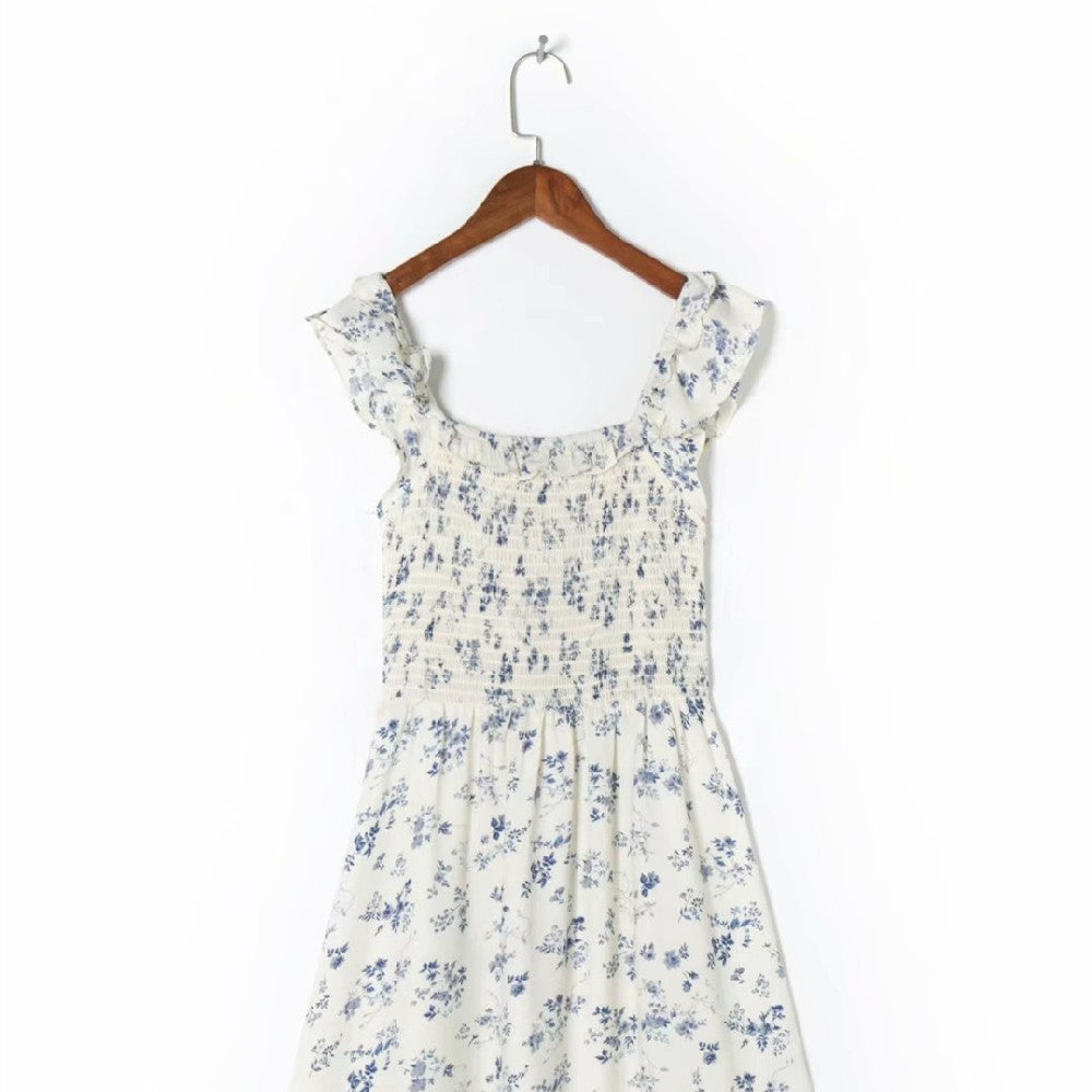 Vintage Floral Printed Dress for Women - - dress
