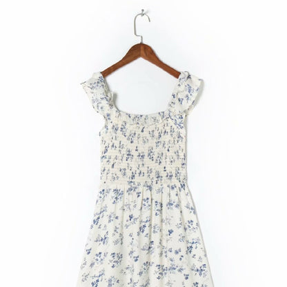Vintage Floral Printed Dress for Women - - dress