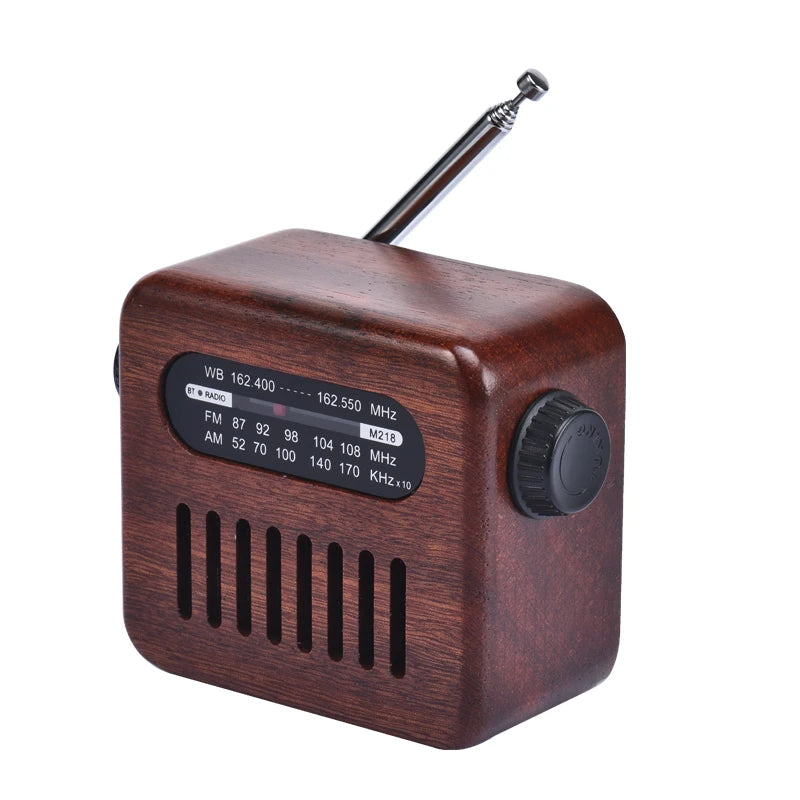 Wireless Portable BT Vintage Antique Wooden AM FM WB Radio With TF Card Slot