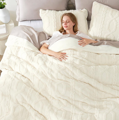 Winter Dream Sherpa Twin Comforter Set - Cream Twin(66"x90") - comforter