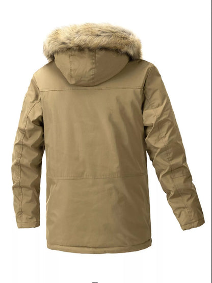 Men's Plus Size Fur Hooded Winter Parka Coat - -