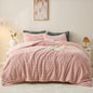 Simple&Opulence Pink Striped Faux Fur Comforter Set - Striped - Pink Queen - blanket