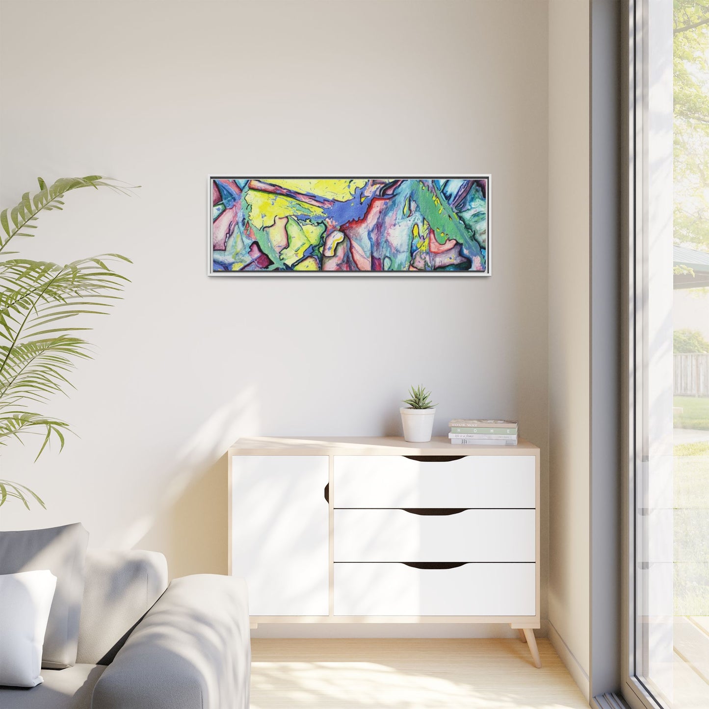 Alien Abstract Colorful Framed Canvas Art - Kia Day Design