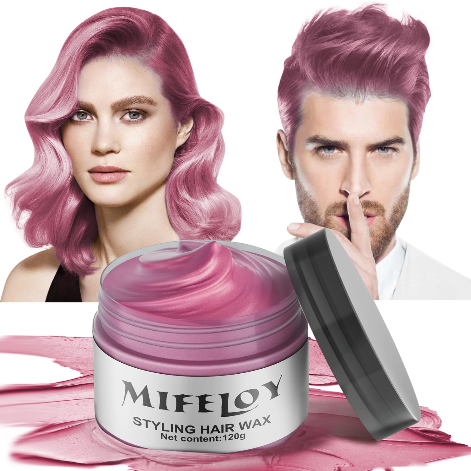 Pink Temporary Hair Color Wax Instant Natural Hairstyle Cream Dye Washable - Pink - hair color