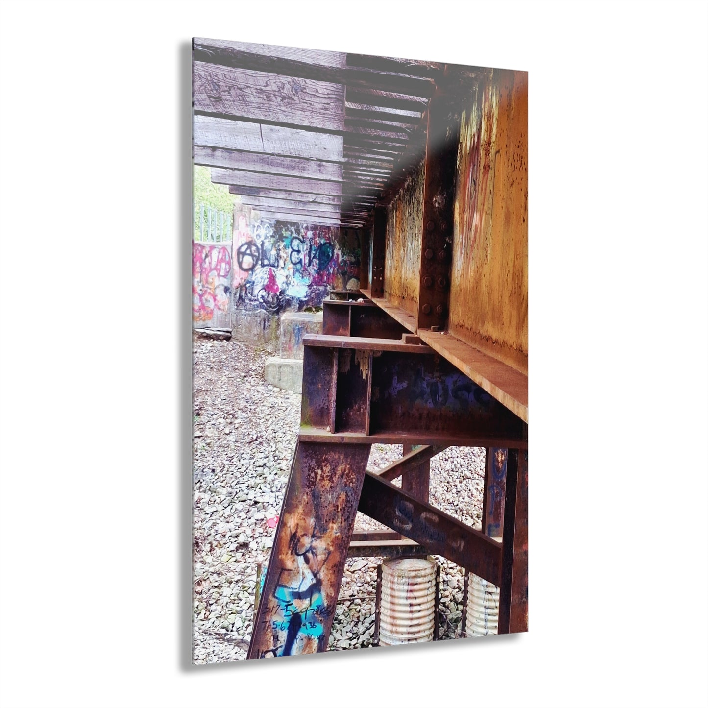Urban Rust Photography Acrylic Print — Graffiti Underpass Wall Art French Cleat Hanging - 20″ x 30″ (Vertical) 0.25'' - Home Decor