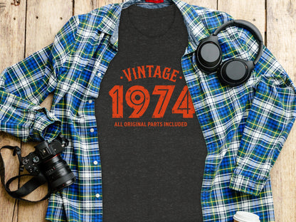 Vintage 1974 All Original Parts Included Birthday T-Shirt- Cloud 16 Clothing Co.- {{Product type}}