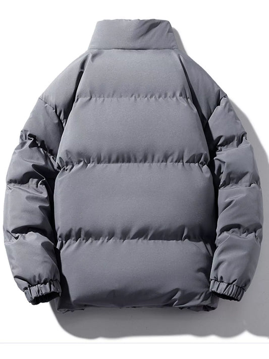 Men's Plus Size Zip Up Sherpa Lined Puffer Jacket - -