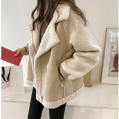 Casual Thick Loose Jacket Faux Fur Wool Coats