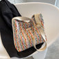 Large Capacity Womens Knit Rainbow Bucket Bag - Color - handbag