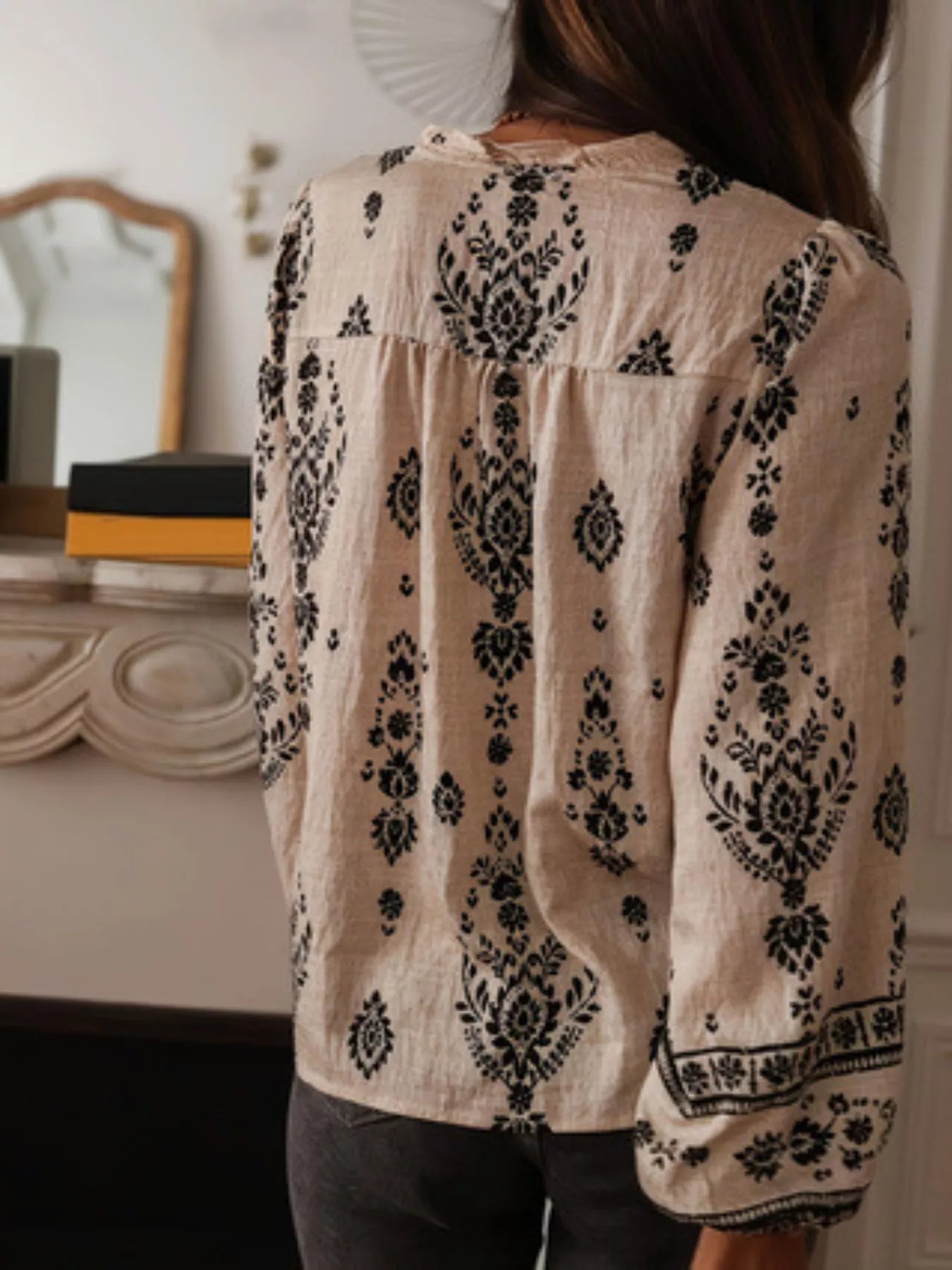 Vintage Print Long Sleeve Shirt - -