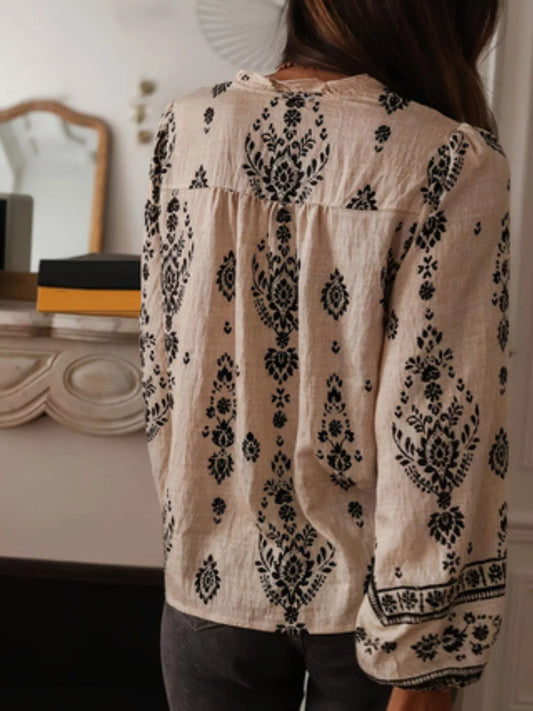 Vintage Print Long Sleeve Shirt - -