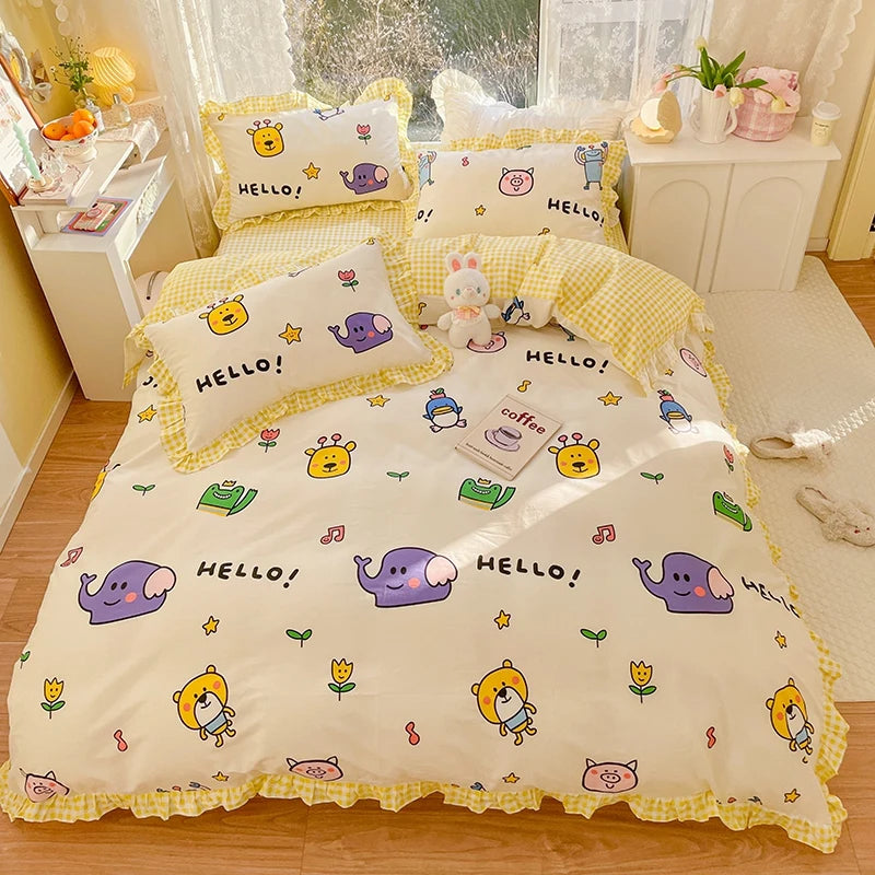 4 Pieces Fruits Cherry Pattern Kids Bedding Sets