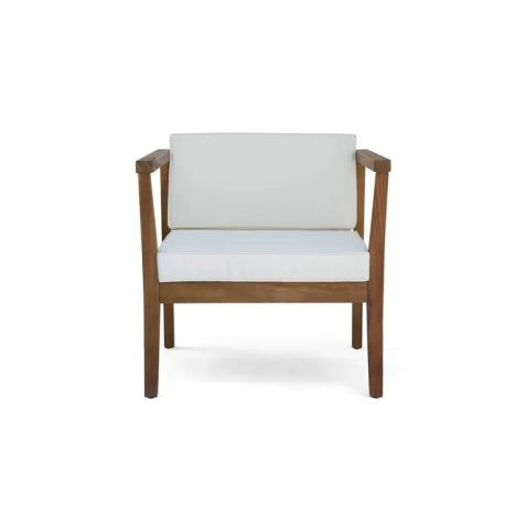 4-Piece Teak Acacia Wood Patio Chat Set with Cushions - -