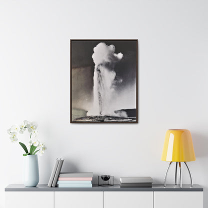 Old Faithful Geyser Yellowstone Gallery Canvas Wraps Vertical Frame 24″ x 30″ Premium Gallery Wraps (1.25″) Walnut