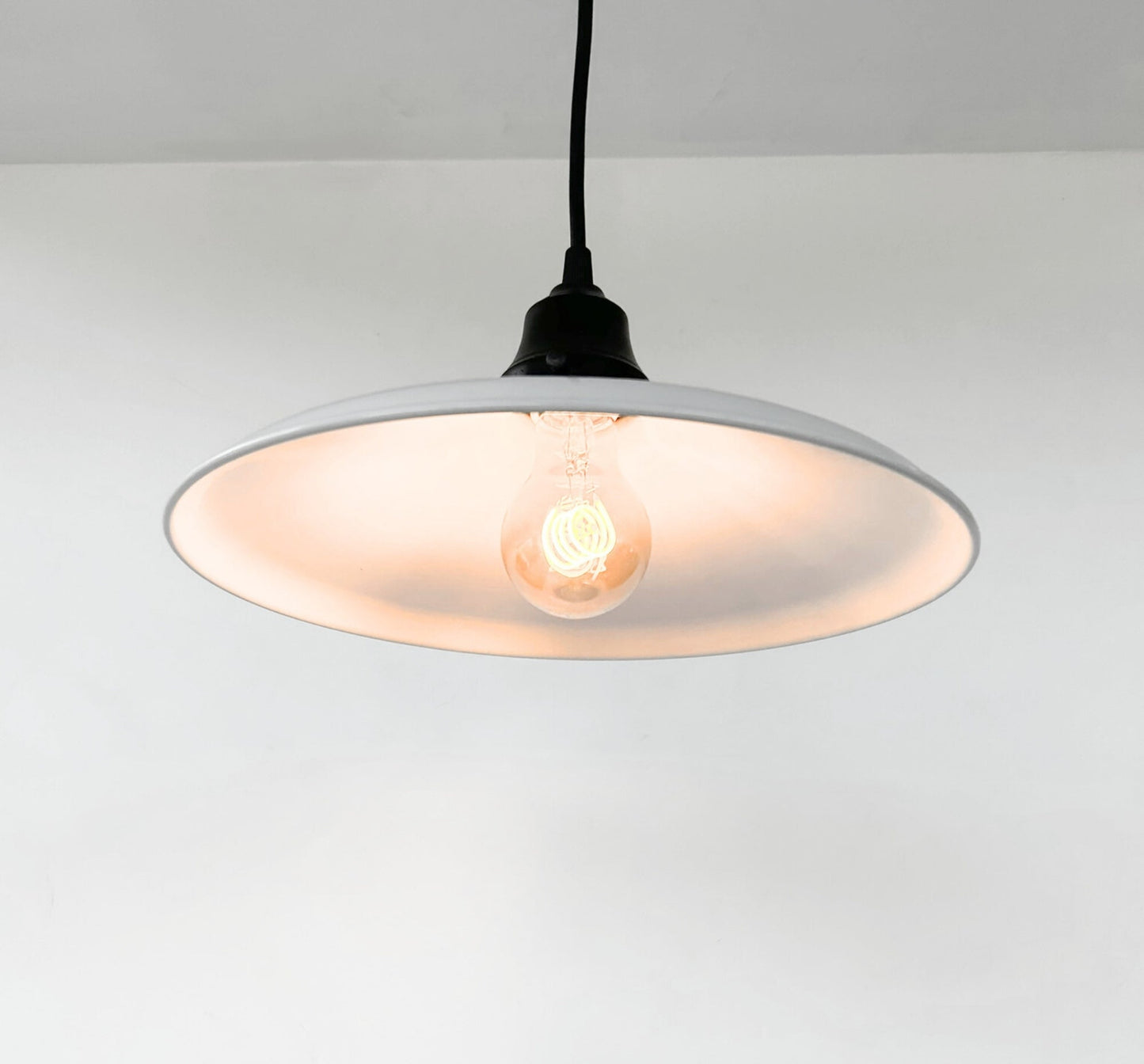 White Enamel Barn Pendant Light – Farmhouse Industrial Ceiling Fixture - - Farmhouse Lighting