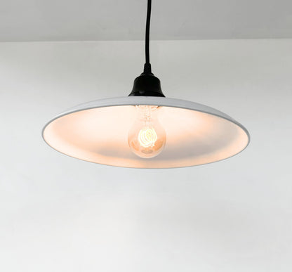 White Enamel Barn Pendant Light – Farmhouse Industrial Ceiling Fixture - - Farmhouse Lighting