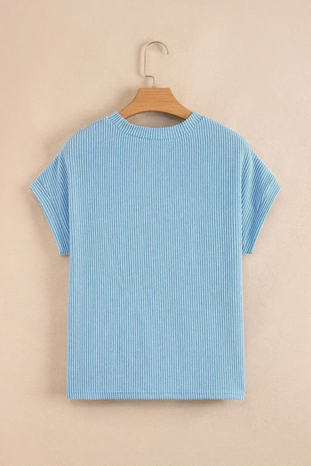 Pink Corded Colorblock Pocket Crew Neck T Shirt - - T Shirts