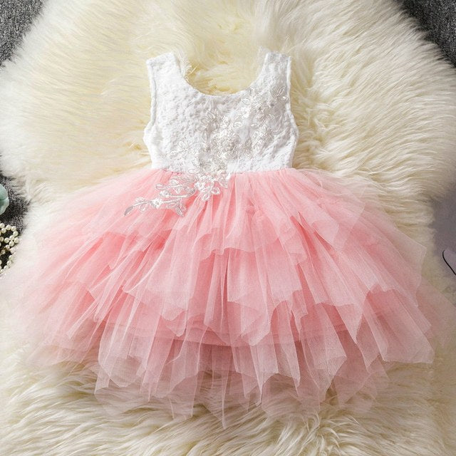 Summer Patchwork Halter Dress for Girls - pink 130 - dress