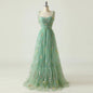 Chic Embroidered Tulle Bridesmaid Gown - Green - dress