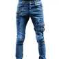 Custom Fit Distressed Moto Jeans - Dark Blue 3XL - jeans