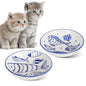 PurrfectFeast Ceramic Cat Dishes - 2Pc Set - 2 Fish - pet bowl