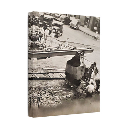 Concrete Worker Satin Canvas Stretched
