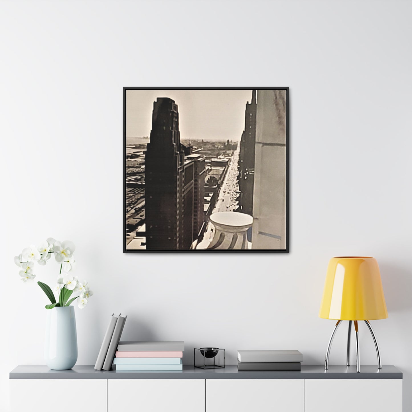 Michigan Ave Chicago Gallery Canvas Wraps, Square Frame