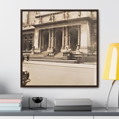 New York Public Library Gallery Canvas Wraps Square Frame 30″ x 30″ 1.25" Walnut