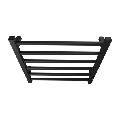 Towel Warmer 6 Bar Electric Heated Towel Rack Wall Mount Plug-in/Bath Towel Heater Matt-Black - Timer - -