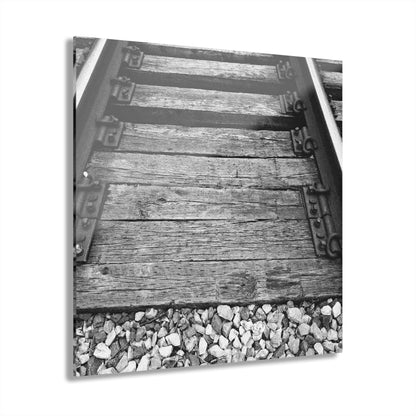Railroad Track Black & White Acrylic Print — Vintage Track Photography Wall Art French Cleat Hanging - - Home Decor