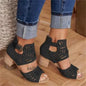 Vintage Hollow Out Sandals Black 35