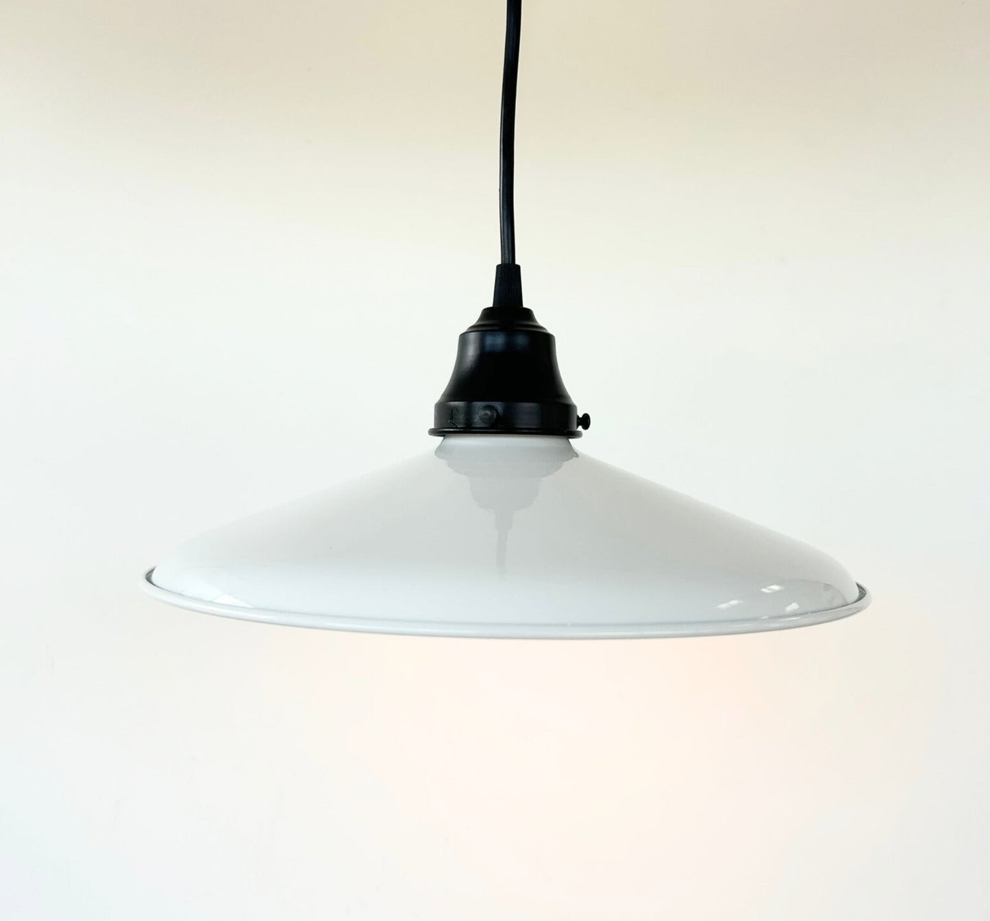 White Enamel Barn Pendant Light – Farmhouse Industrial Ceiling Fixture - - Farmhouse Lighting