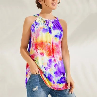 Oversized Gradient Print Women Top Beach Tshirt Loose Casual Tops