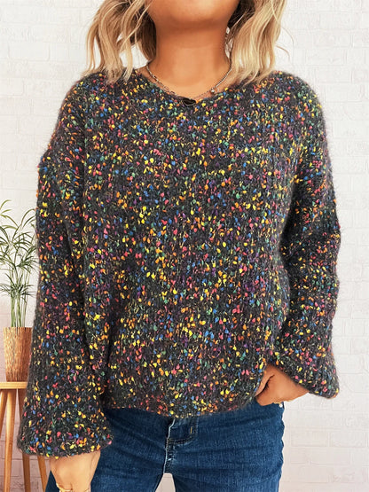 Colorful Long Sleeve Sweater - -