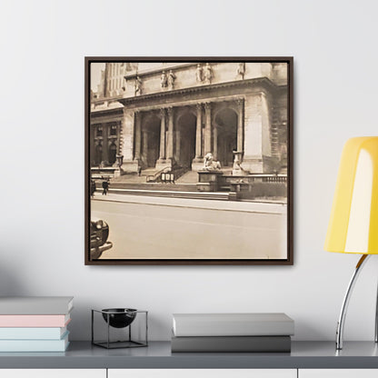 New York Public Library Gallery Canvas Wraps Square Frame 20″ x 20″ 1.25" Walnut