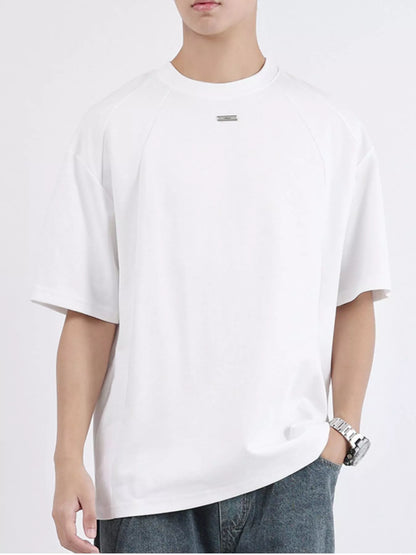 Men's Plus Size Round Neck Relaxed-Fit T-Shirt - White -